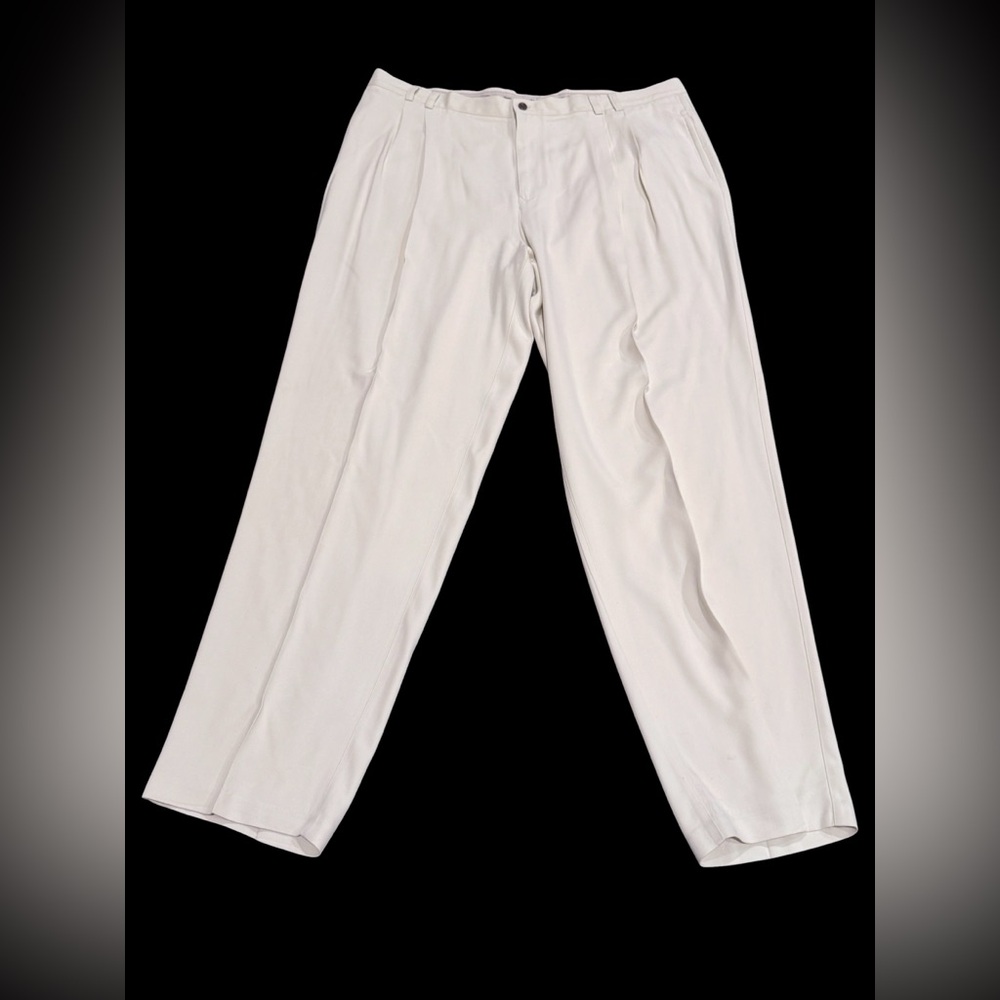 Tommy Bahama pure 100%‎ silk Men's Cream colored Trousers Chinos Sz 44